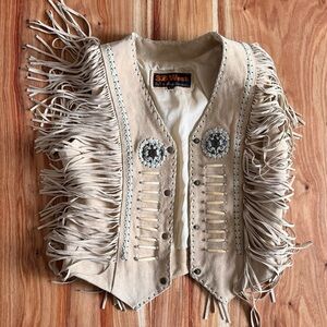 Beige Fringe Vest